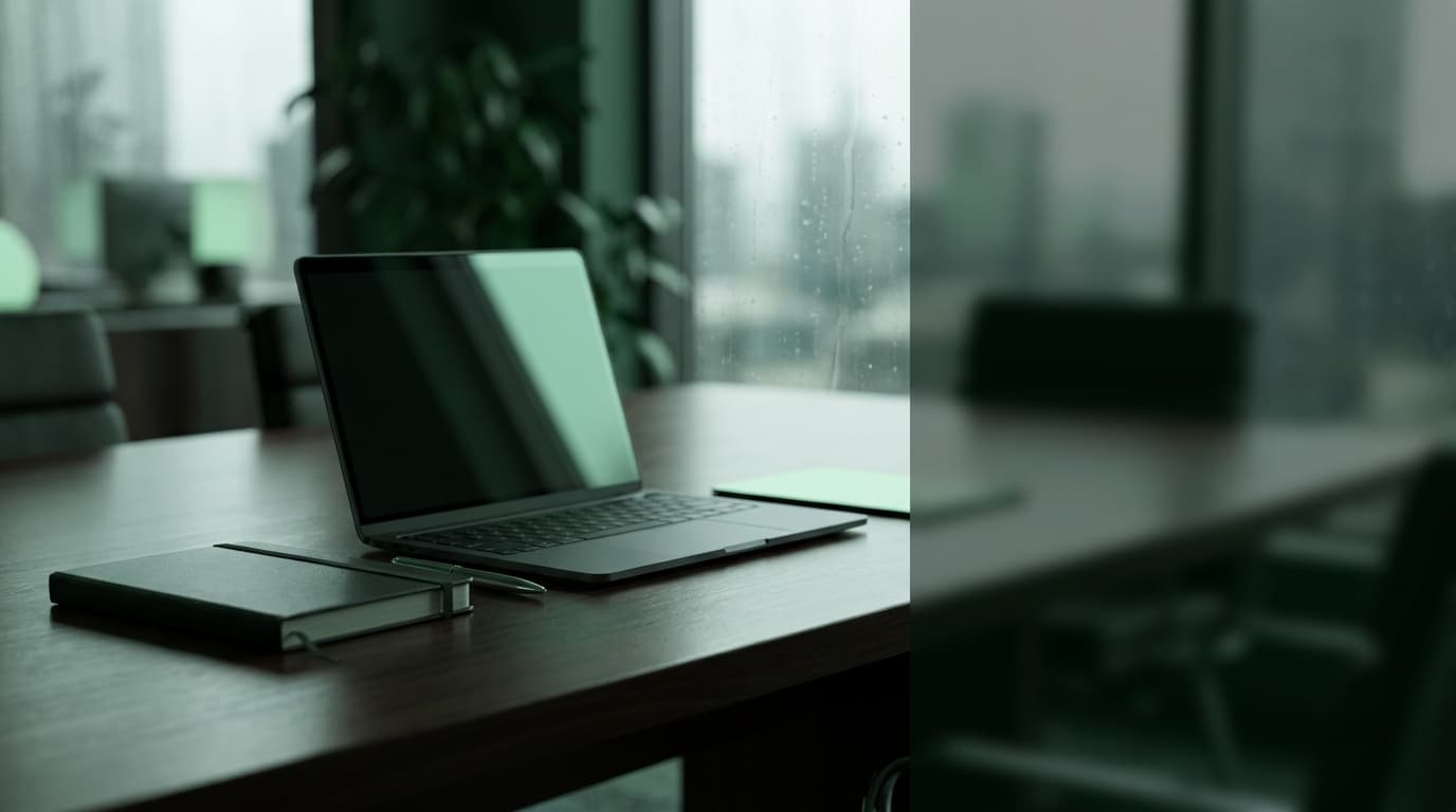 Meeting table with notebook and laptop for a free IT assessment conversation